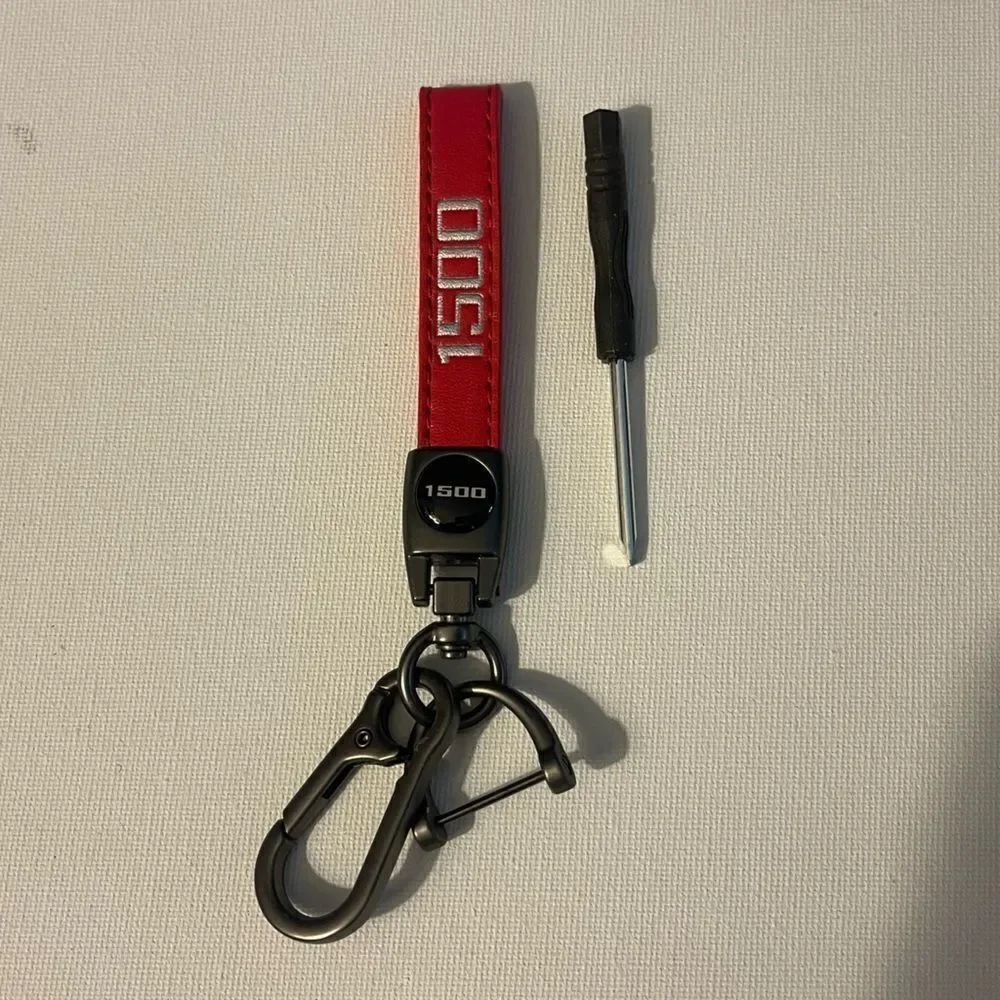 1500 Key Fob Keychain in Red Leather with Metal NWT